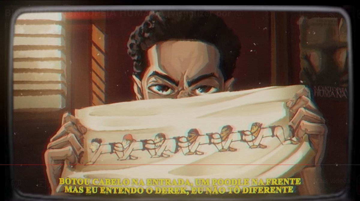 trapomm's tweet photo. "Botou cabelo na entrada, um poodle na frente
Mas eu entendo o Derek, eu não tô diferente"

-Big Rush sobre a calvície aparente do Derek, na diss Centopeia Humana https://t.co/MZ4UnY9Ml6