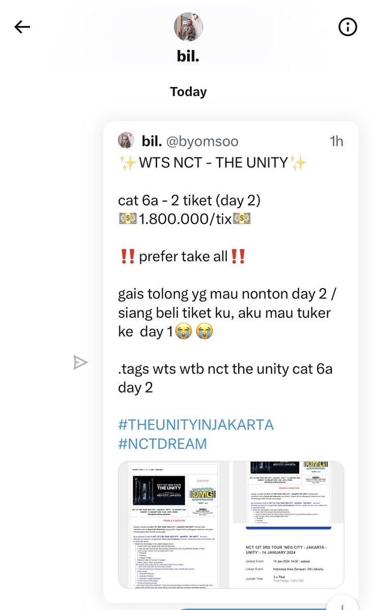 ❗️SCAMMER TIKET UNITY CAT 6A ATAS NAMA NABILA AISYA LATIFA @byomsoo NO.NIK 3174025406001001