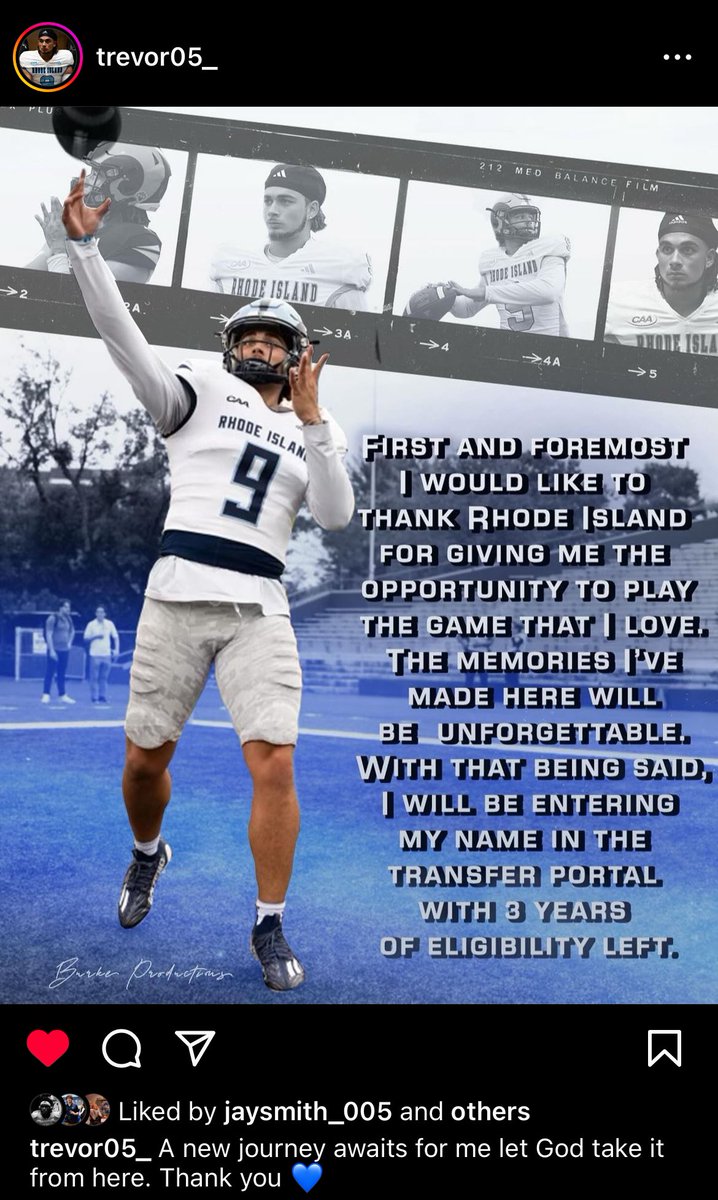 This Just In: <a href="/RhodyFootball/">Rhody Football</a> QB Trevor Nored has entered the transfer portal, per his Instagram (📸-trevor05_)

The redshirt-freshman had yet to make an appearance for Rhody after sitting out in 2022.

3 years of eligibility remaining.

#GoRhody #URI | <a href="/marksremarkspod/">Mark’s Remarks</a>