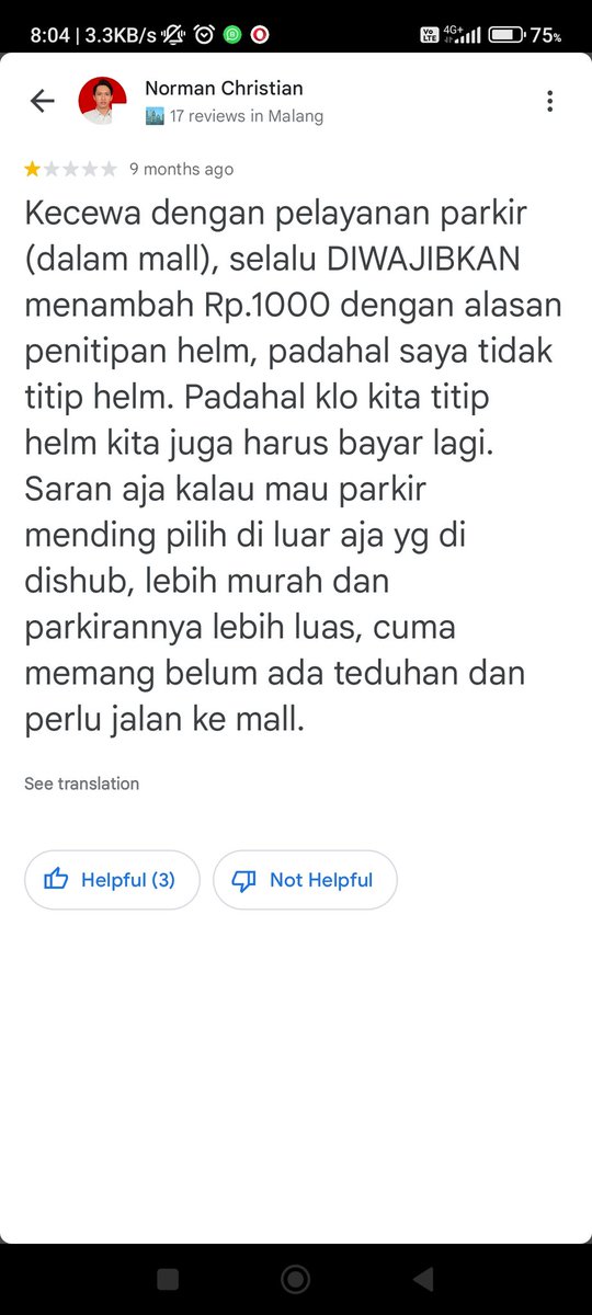 Ternyata yg senasib banyak bgt
Cc <a href="/yusufgunawan/">Yusuf Gunawan</a> <a href="/infomalang/">Info Malang</a> <a href="/cityguide911fm/">City Guide 911 FM</a>

Semoga dri MOG ada pembenahan... Masa mall segede itu ga bsa tertibkan petugas parkirnya...