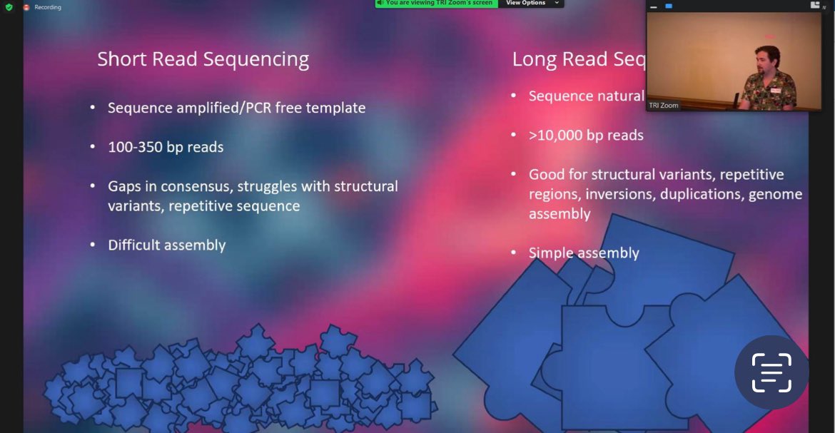 Interesting to hear how long read sequencing compares with short read sequencing. Definitely something to consider for future projects! #AHMRN Jack Royle from AGRF (event sponsor) <a href="/AGRF_genomics/">AGRF ltd.</a>
