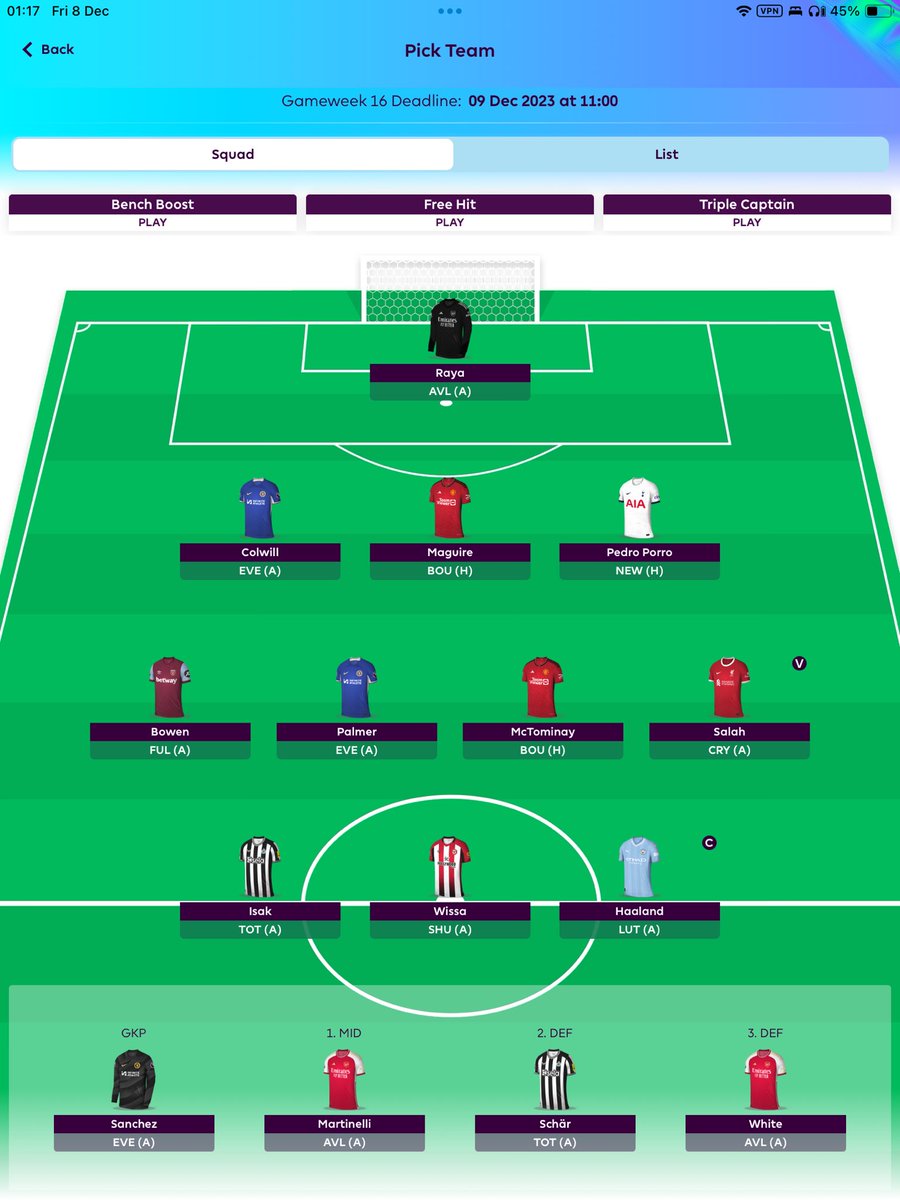 DazFPL's tweet photo. Any suggestions for gw16? #fpl https://t.co/alx1VvseDk