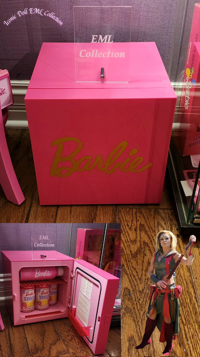 Hot Pink Cooler Barbie Mini Fridge 6.7 L single door holds 9 cans with Barbie Logo from Walmart.com or click direct link below
And Barbie x Swoon Pink Lemonade
Tastswoon.com
And Path water drinkPathWater.com