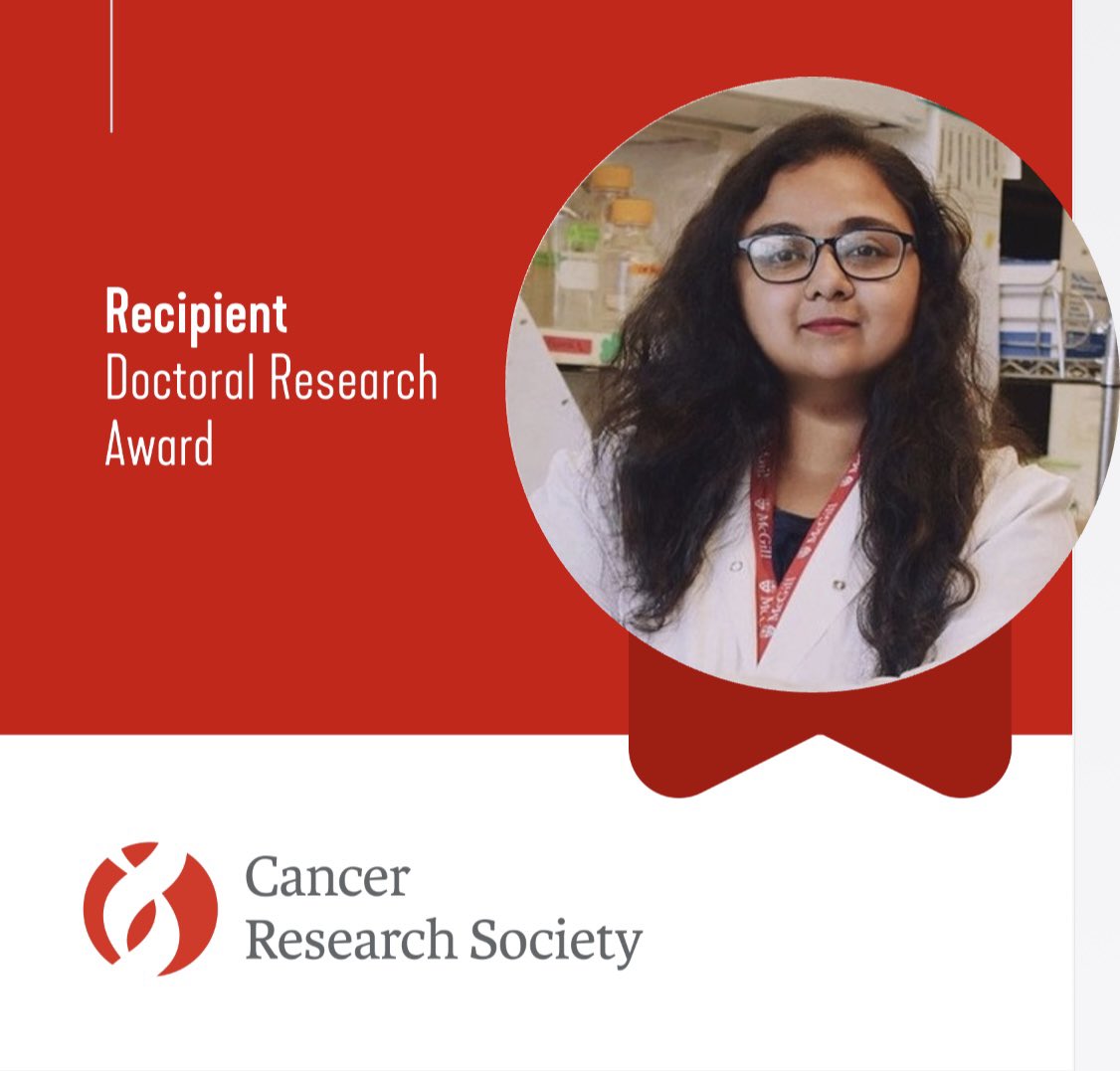 Promita Ghosh (@ghoshonthemove) on Twitter photo What an incredible honour it is to be one of the 21 <a href="/SRC_CRS/">Cancer Research Society</a> doctoral research awardees! I am forever grateful to <a href="/Parklabmcgillu/">Morag Park's lab at McGill</a> and <a href="/McGillGCI/">Rosalind & Morris Goodman Cancer Institute</a> for giving me the platform to do outstanding science. #CancerResearch #award What an incredible honour it is to be one of the 21 <a href="/SRC_CRS/">Cancer Research Society</a> doctoral research awardees! I am forever grateful to <a href="/Parklabmcgillu/">Morag Park's lab at McGill</a> and <a href="/McGillGCI/">Rosalind & Morris Goodman Cancer Institute</a> for giving me the platform to do outstanding science. #CancerResearch #award
