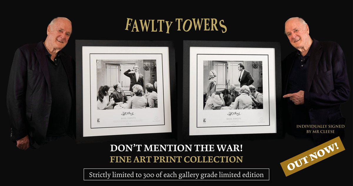 JohnCleese's tweet photo. I am delighted to have signed these museum grade #FawltyTowers limited edition fine art prints, which include some of the most memorable lines from 'The Germans'. 

Get yours here: https://t.co/0b5oU3ONww

Delivered worldwide and 15% off with code MY15. @MemorabiliaCo https://t.co/gdtecRHEYK