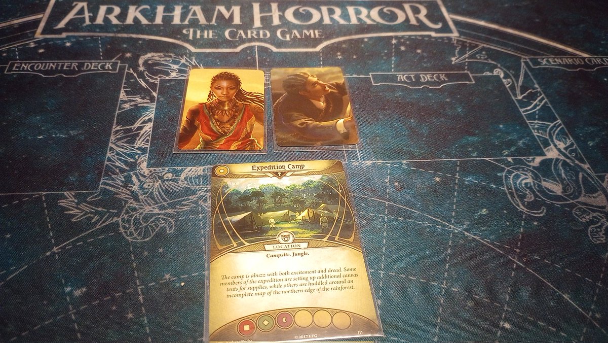 ah_pook23's tweet photo. Akachi and Kymani are about to strike out into The Untamed Wilds, starting the Forgotten Age campaign of #ArkhamHorrorTheCardGame. This one's got a fearsome reputation, so we'll see how it goes 🐙 https://t.co/yHJWSDwGNZ