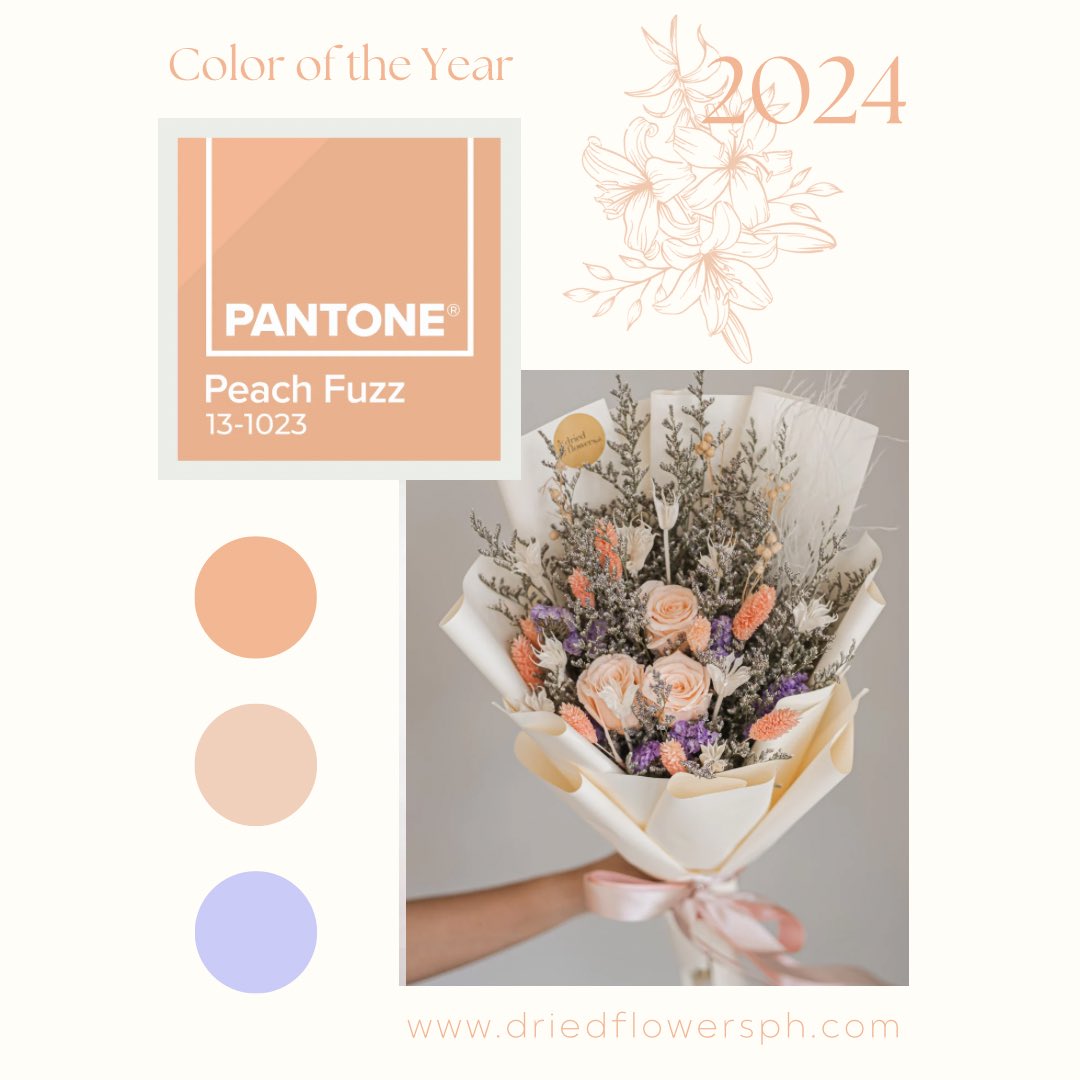 ✨Peach Fuzz✨

We’re already incorporating the sweetness of this beauty into our designs and can’t wait to see how it inspires others throughout the year. 🍑👀💐

#pantone #pantonecoloroftheyear #pantone2024 #peachfuzz #coloroftheyear #floraldesign #driedflowersph #cebuflorist