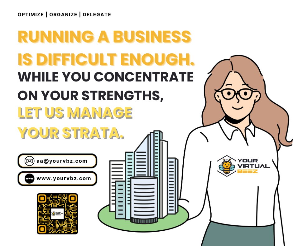 yourvirtualbeez's tweet image. #StrataManagementGoals: Achieving Excellence, Property by Property! Reach out to us now for all your needs!

You may contact us here: aa@yourvbz.com
Need Virtual Assistant/s? Click here: rb.gy/n348k
For more information: yourvbz.com

#businessplanning #yvb