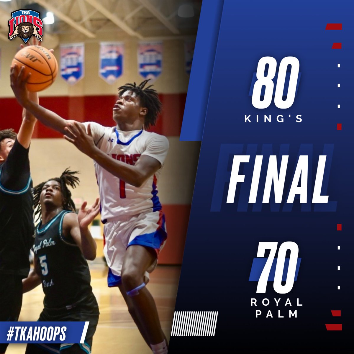 The Lions pick up a hard fought win over Royal Palm Beach 80-70. Javian Jones dropped a season-high 27 to lead TKA. Andrew Signorelli added 18 and Matt McPherson pitched in 12. We move to 6-1 overall. #tkahoops 🏀

<a href="/PBCBBallForum/">#PBCHOOPS</a> <a href="/pbphighschools/">Post on High Schools</a> <a href="/ESPNWestPalm/">ESPN WEST PALM (106.3 FM)</a> <a href="/TKAWPB/">The King's Academy</a>