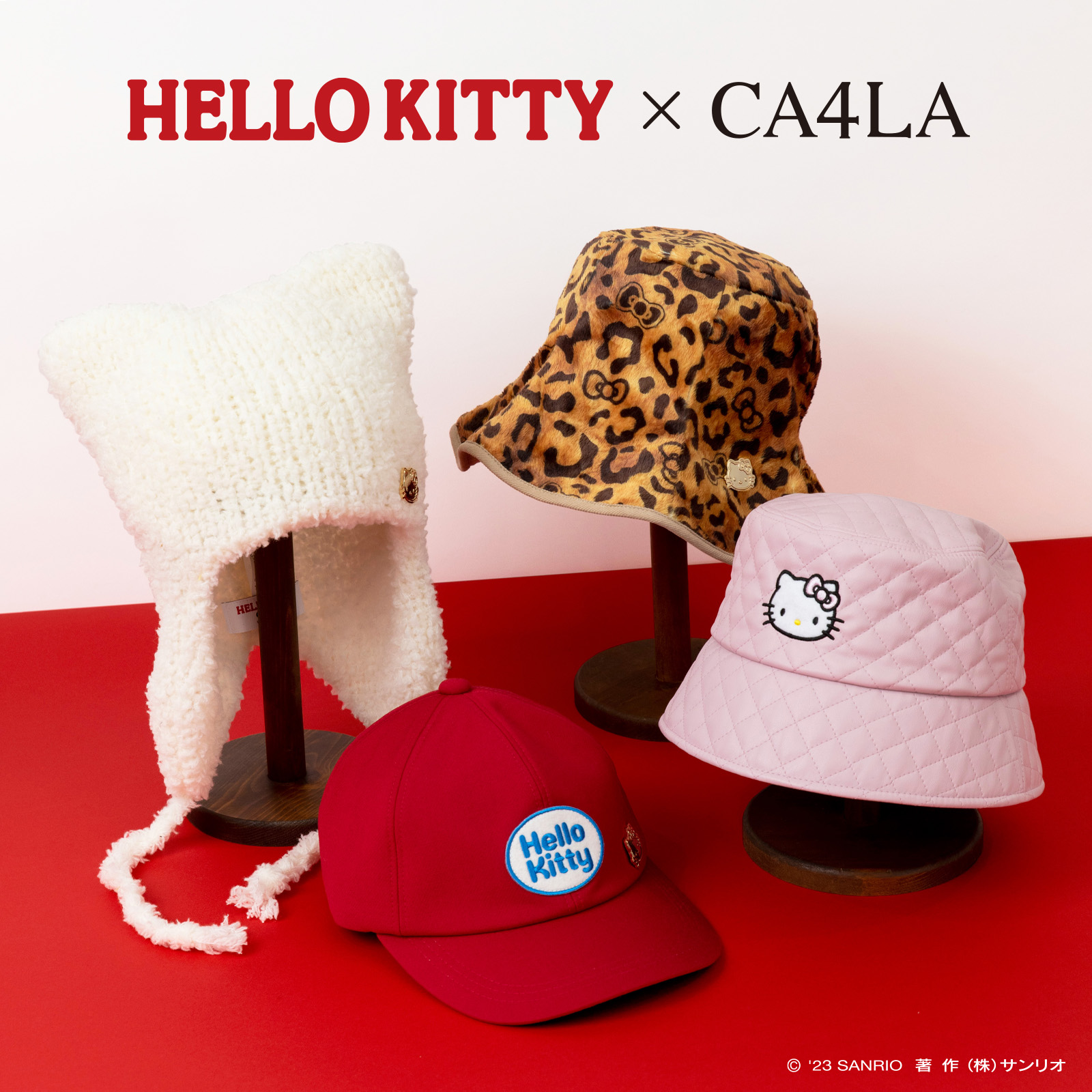 ハローキティとCA4LAがコラボした「立体ベレー帽」がキティさん