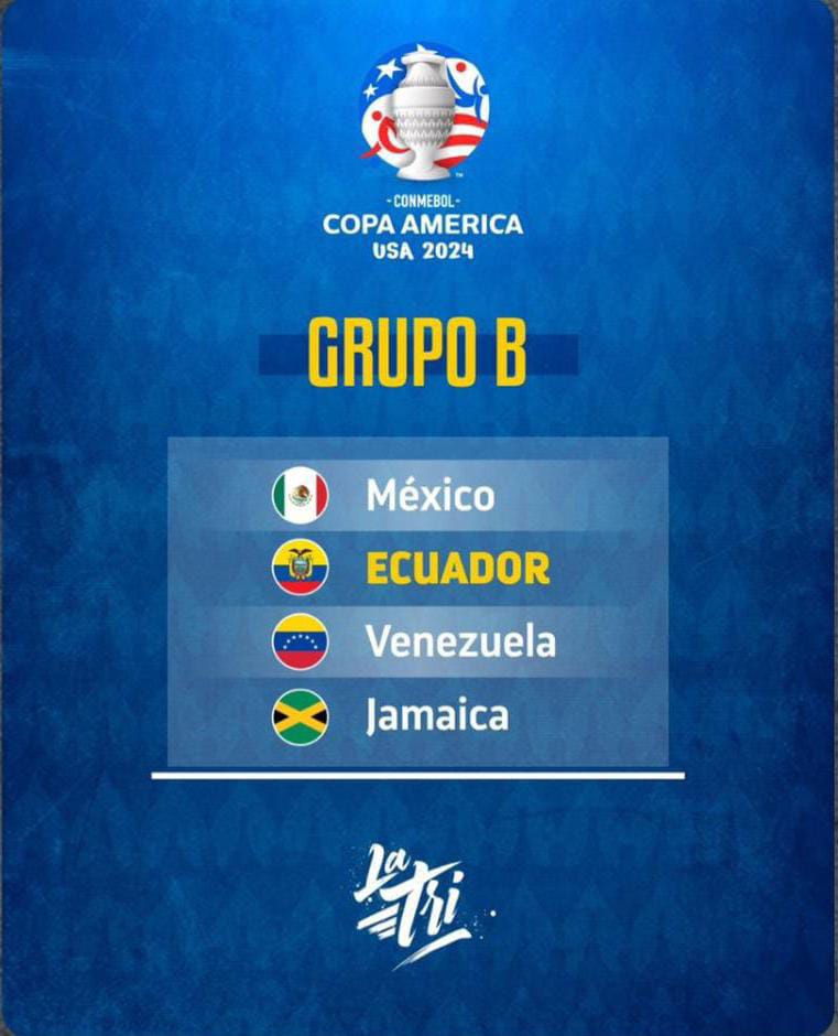 GuaytamboTv's tweet photo. Listos los Grupos para la Copa América 2024 🗣️

Asi son las fechas de los partidos que se jugarán 

🇪🇨Ecuador vs Venezuela🇻🇪  22 de junio
🇪🇨Ecuador vs Jamaica 🇯🇲 26 de junio 
🇪🇨Ecuador vs México🇲🇽 30 de junio

#radio945  #deportes #copaamerica2024 #ecuador 

@gtorres3785 🎤📻 https://t.co/KV5wJ44bme