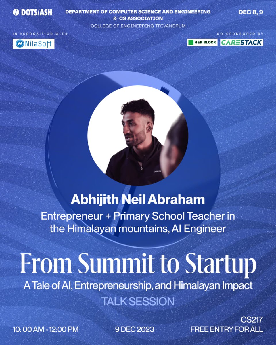dotslash_cet's tweet photo. 🔥 DotSlash '23 presents Summit to Startup, an inspiring talk session that navigates the journey from corporate success to entrepreneurial ventures! 

Venue: CET CS Department 

🔗 Register Now: https://t.co/LzzSW8Grdl https://t.co/4nW2qdplyO