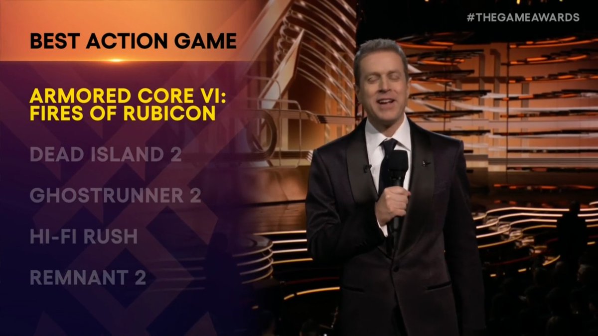 armoredcoreSIX's tweet photo. Geoff Keighley LAMBASTING Armored Core 4 in 2006 and I quote "I am SO SICK of these mech games" giving it a 4/10 to 2023 and his Game Awards giving ACVI Best Action Game. #ARMOREDCORESWEEP https://t.co/hxaGjw7WXc