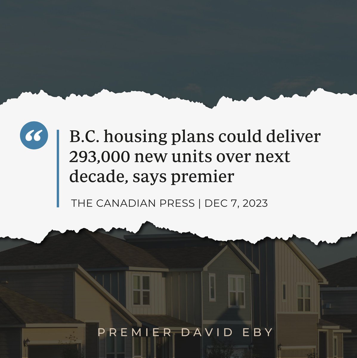 Dave_Eby's tweet image. Simply put, there aren’t enough homes for people in BC. While some argue government should get out of the way and do nothing to get housing build, I disagree. New measures brought in this fall are predicted to bring in approx 250,000 new homes over the next decade.

(1/2)