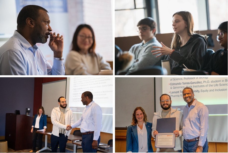 I'm grateful to Lamont Terrell, who joined us at
<a href="/PSUScience/">Penn State Eberly College of Science</a> last month to participate in our Diversity in STEM Corporate Partners Program. Congratulations
<a href="/edmundotogo/">Edmundo Torres-González</a> on receiving a GlaxoSmithKline
<a href="/GSK/">GSK</a> Graduate Fellowship!