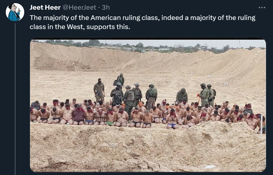 Noahpinion's tweet image. There are definitely horrible things happening in Gaza -- kids being bombed, etc. But these people don't care. They just throw up a picture of some regular old POWs and call it an atrocity, and their online chorus clicks the like button.