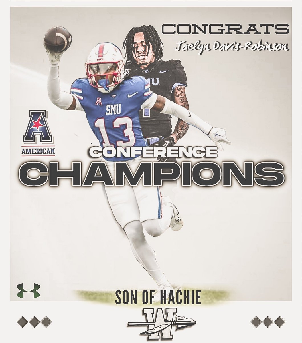 A special shoutout to current SMU Mustang and 2022 Hachie alum Jaelyn Davis-Robinson 💨 on winning the AAC Conference Championship!! 🏆🥇 #SonOfHachie #PonyUp <a href="/SMUFB/">SMU Football</a> <a href="/jaelyndrobinson/">Jaelyn Davis-Robinson</a> <a href="/Tmogolive/">Tamodrick Davis-Robinson</a> <a href="/RickRun22/">SmokeCity Training QuickTwitch Rick</a> <a href="/CoachHun_SMU/">Rickey Hunley Jr</a> <a href="/IndiansQbc/">Waxahachie Indians QBC</a> <a href="/hachiesports/">Waxahachie ISD Athletics</a>