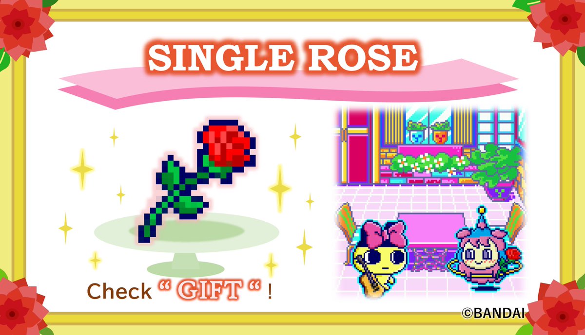 TamaPalace's tweet photo. Tamagotchi Uni Gift: Single Rose 🌹
#tamapalace #tamagotchi #tmgc #tamagotchiuni #tamatag #virtualpet #bandai #gift #singlerose #たまごっち https://t.co/qZGwY4hI2a