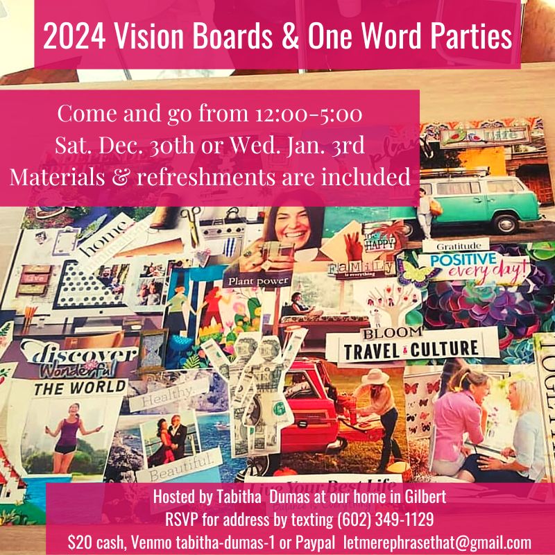 tabithadumas's tweet photo. The vision board parties I'm hosting for 2024! I'd love to see you in our home for one of these. #visionboards #gilbertaz #thingstodoingilbert #visionboardparty https://t.co/IcI8nA6j4n
