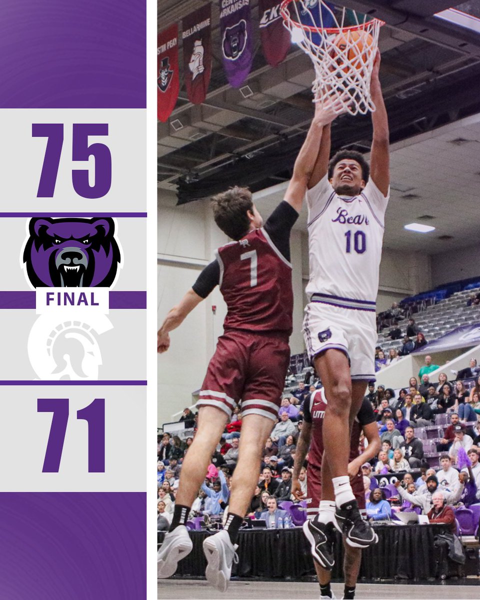 BEARS WIN!!! UCA takes down Little Rock in the <a href="/I40_Showdown/">Governor's I-40 Showdown</a> 75-71. Daniel Sofield with 18 points (4 of 7 from three).  #BearClawsUp
