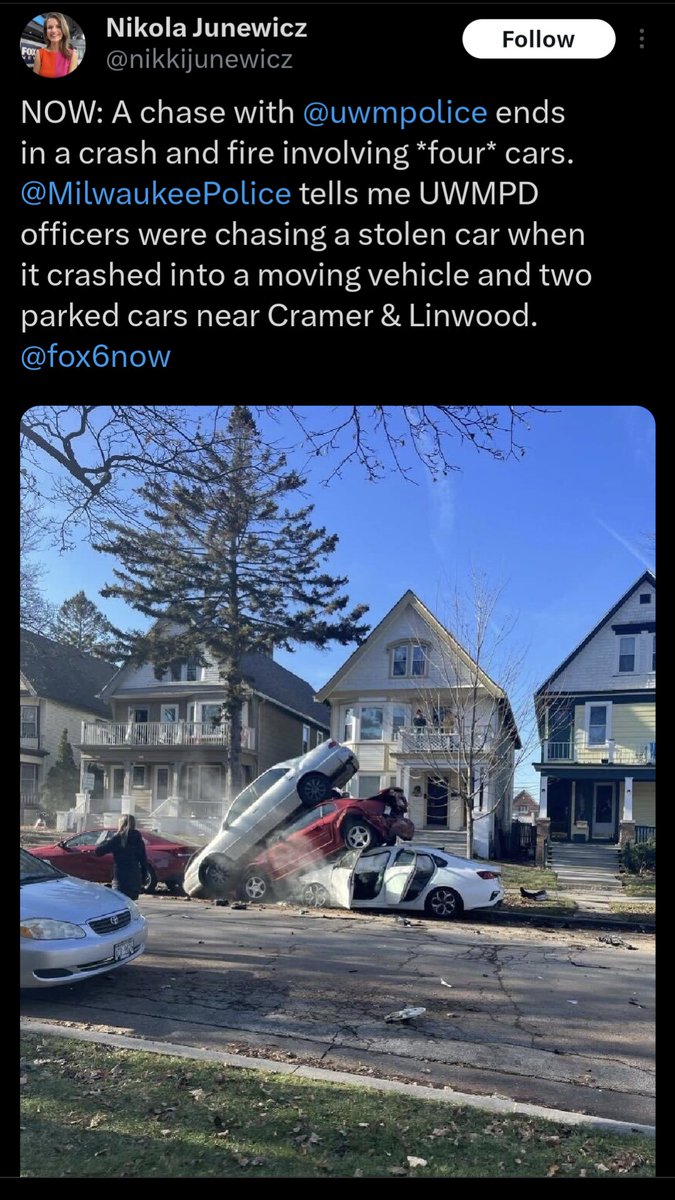 Four cars involved in fiery crash at Cramer, Linnwood in Milwaukee