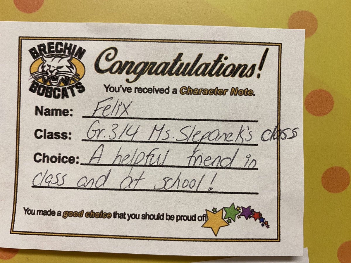 Brechin Bobcats (@brechinbobcats) on Twitter photo We have a new character wall! Students are given a note to stick on the wall when they demonstrate good character. Each day, 3 winners are chosen to select a prize. We have a school FULL of students who demonstrate positive character traits! <a href="/kimvarey/">Kim Varey</a> <a href="/_MrsSweet/">Kirsten Sweet</a> <a href="/AEvansEDU/">Amanda Evans (she/her)</a> We have a new character wall! Students are given a note to stick on the wall when they demonstrate good character. Each day, 3 winners are chosen to select a prize. We have a school FULL of students who demonstrate positive character traits! <a href="/kimvarey/">Kim Varey</a> <a href="/_MrsSweet/">Kirsten Sweet</a> <a href="/AEvansEDU/">Amanda Evans (she/her)</a>
