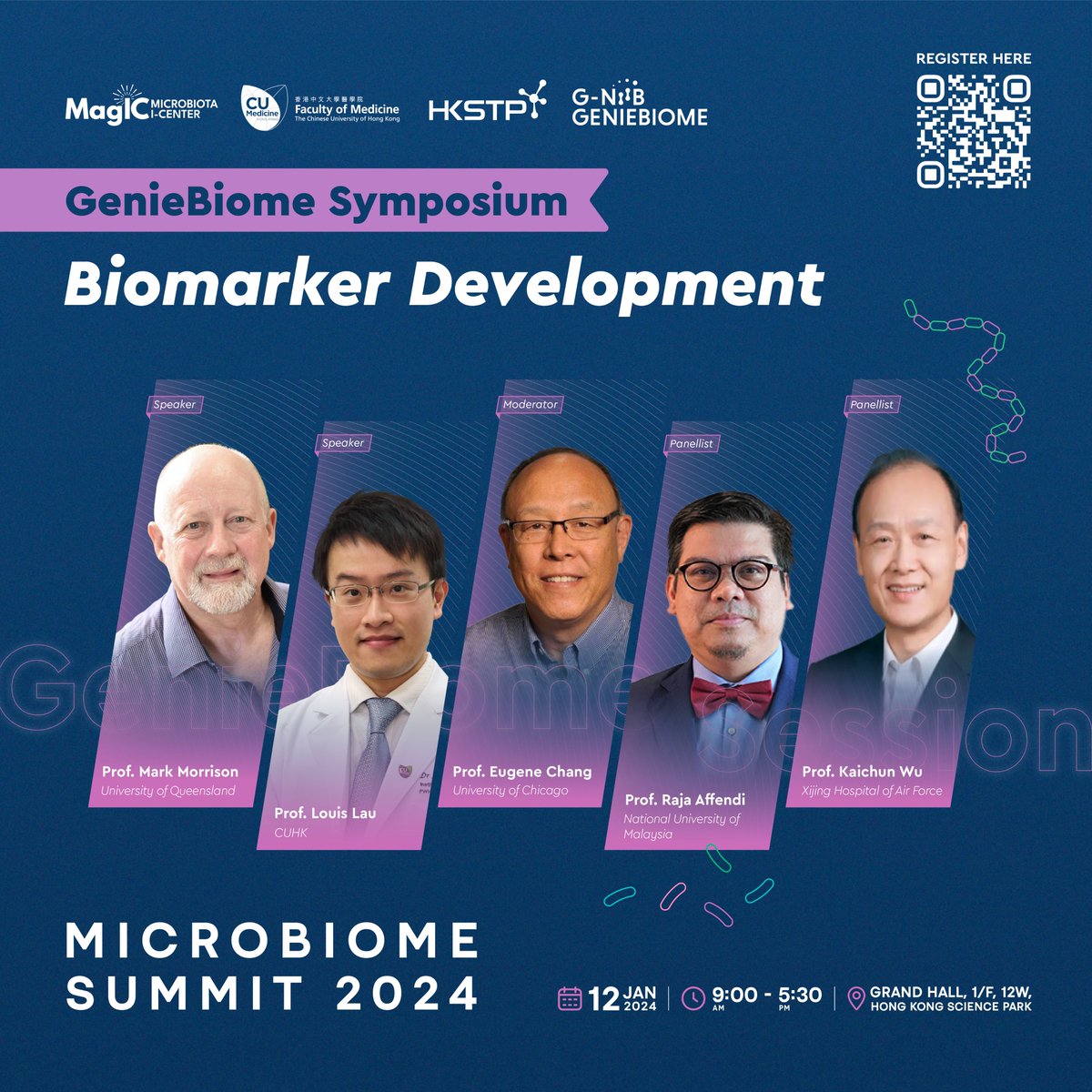 GenieBiome Symposium – Biomarker Development 🗓️: 12 Jan 2024 (Fri) 🕒: PM Session 📍:The Grand Hall, 12W, HKSTP, HK 🔬Topic: Biomarker Development 🎟️Register NOW: lnkd.in/gxF4hGyr (Sponsored by @g_niib) @MicrobiomeDoc @LouisHSLau @CUHKMedicine @g_niib @magic_limited