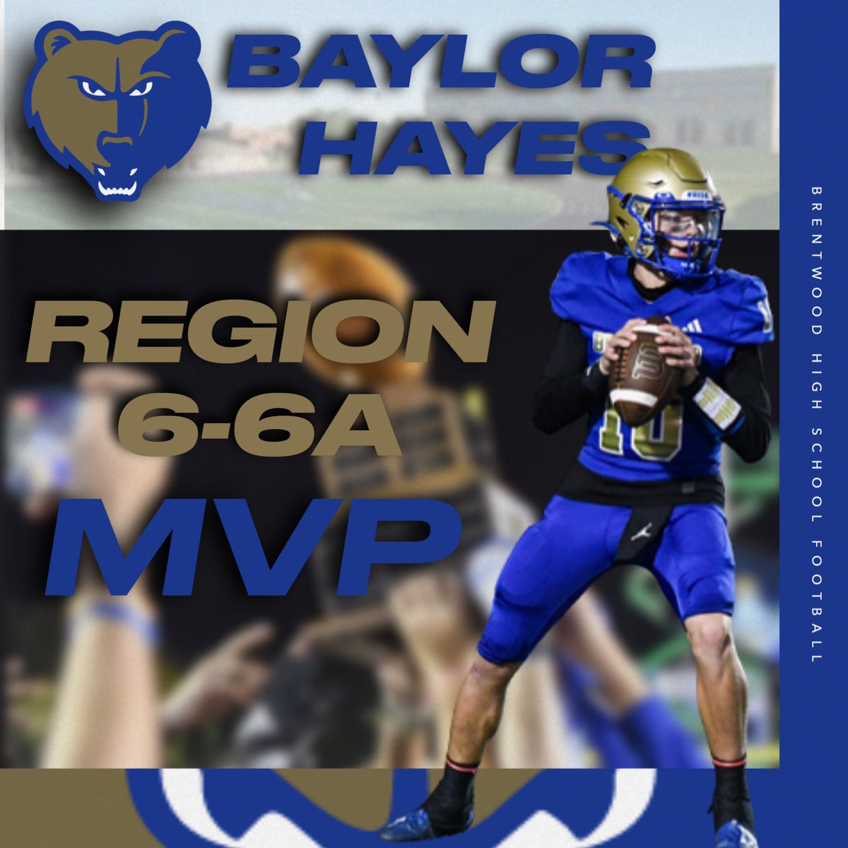 Congrats to @BaylorHayes2 for being selected the Region 6-6A Most Valuable Player! @wcsBHScf