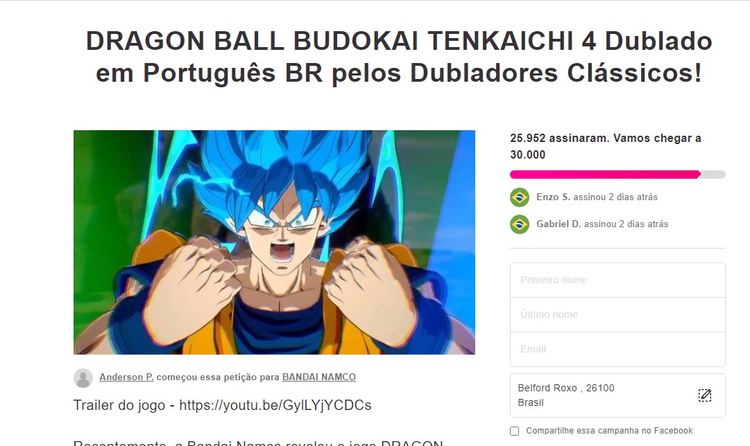 Dragon Ball Z Budokai Tenkaichi: campanha brasileira pede dublagem em PT-BR  - Kami Sama Explorer