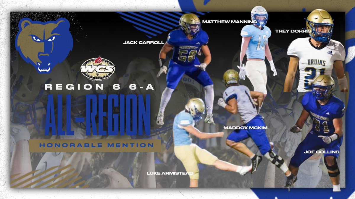 Congrats to @JackCar80306243 @Matt_Manning13 @TreyDorris21 @LukeArmistead1 @MaddoxMcKim2 and @joe_collins1 for being selected 2nd team/honorable mention for region 6-6A. @wcsBHScf