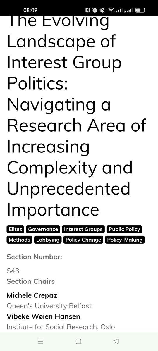 Michele Crepaz (@michelecrepaz) on Twitter photo Calls for Papers and Panels for #ecprgc2024 in #Dublin fair city are now OPEN π
<a href="/vibekewoien/">Vibeke WΓΈien Hansen</a> and I curate the Interest Group Politics and Lobbying Section <a href="/ECPR_Int_Groups/">ECPR Standing Group on Interest Groups</a>! Submit your proposal to S43 under our themes π
All info at ecpr.eu/Events/Event/Sβ¦
Deadline: Jan 18 Calls for Papers and Panels for #ecprgc2024 in #Dublin fair city are now OPEN π
<a href="/vibekewoien/">Vibeke WΓΈien Hansen</a> and I curate the Interest Group Politics and Lobbying Section <a href="/ECPR_Int_Groups/">ECPR Standing Group on Interest Groups</a>! Submit your proposal to S43 under our themes π
All info at ecpr.eu/Events/Event/Sβ¦
Deadline: Jan 18