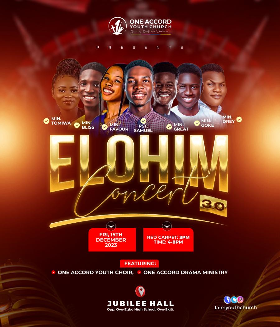 Yeah the king's comcert is here again ELOHIM 3.0
#Elohim  #ExtraOrdinary
You don't want to miss this 🔥🔥🔥