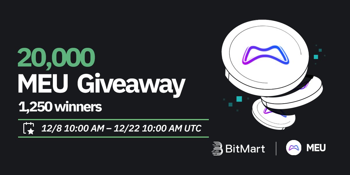 🌟 #BitMart X #MEU #Airdrop 🌟 1⃣Follow @BitMartExchange & @BitMartResearch & @DAOMetaplayer 2⃣Join t.me/BitMartExchange & t.me/Metaplayerone_… 3⃣RT & Tag 3 frds & Like 4⃣Fill in forms.gle/CCkeE8dWZY55xA… 🎁 1,250 winners / 20,000 $MEU Register 👉 bitmart.com/register/en-US…