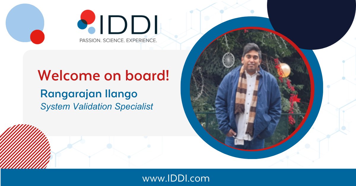 IDDI_Official's tweet image. A warm welcome to our new System Validation Specialist, Rangarajan Ilango, who joined our BE team this month! 
#clinicaltrials #systemvalidation #newcolleague