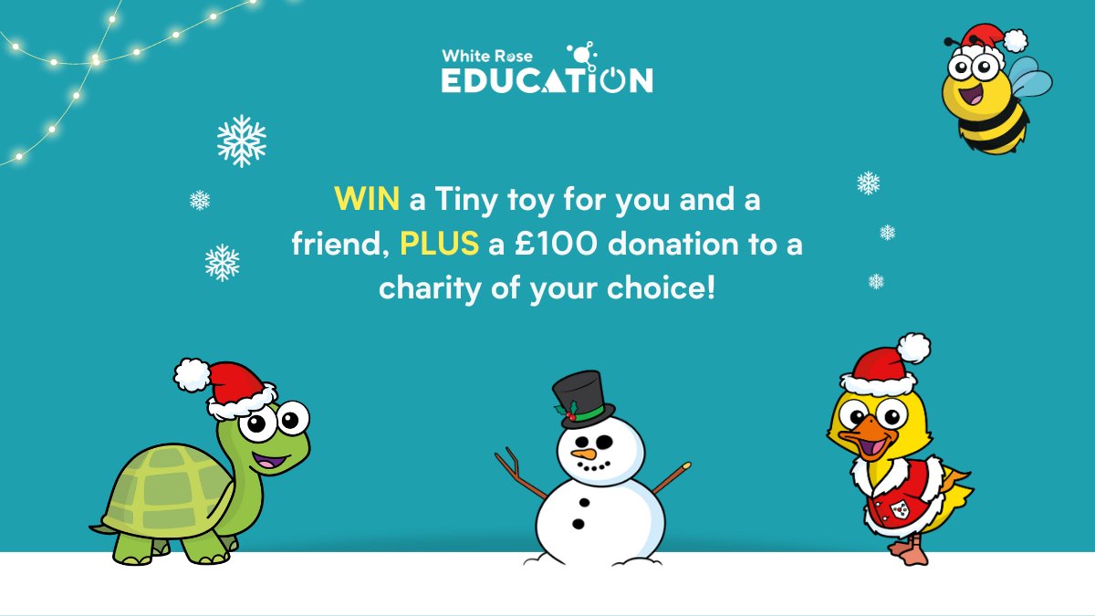 WIN a Tiny toy for you and a friend, PLUS a £100 donation to a charity of your choice! 🐢

To enter:
👋 FOLLOW us <a href="/WhiteRoseEd/">White Rose Education</a>
👍 LIKE &amp; RETWEET this post

T&amp;Cs - eu1.hubs.ly/H06lPS30 

Entries close on 14th December 2023 at 11:59pm