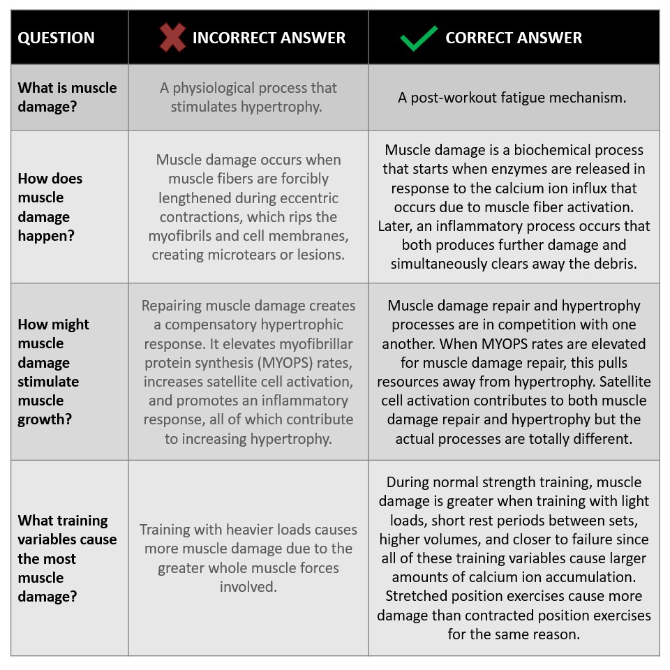 Like metabolic stress, muscle damage is not a hypertrophy mechanism