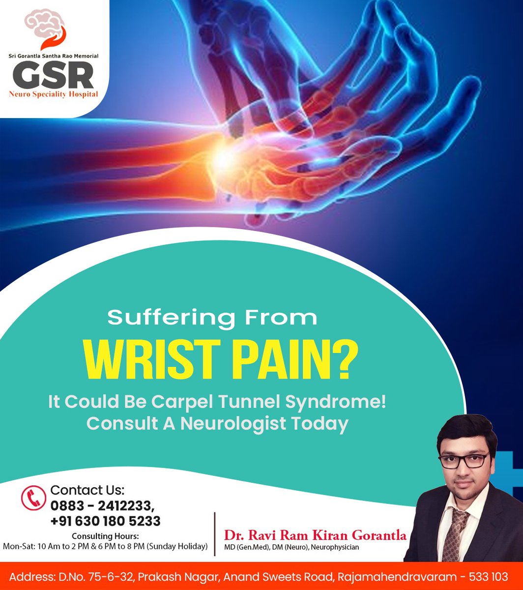 Find relief from wrist pain with specialized care at GSR Neuro Speciality Hospital—regain comfort and mobility.

#GSRNeuroHospital #WristPainRelief #NeuroSpecialist #OrthopedicCare #PainManagement #HealthWellness #ExpertCare #OrthopedicExperts #HandHealth #MedicalSpecialists