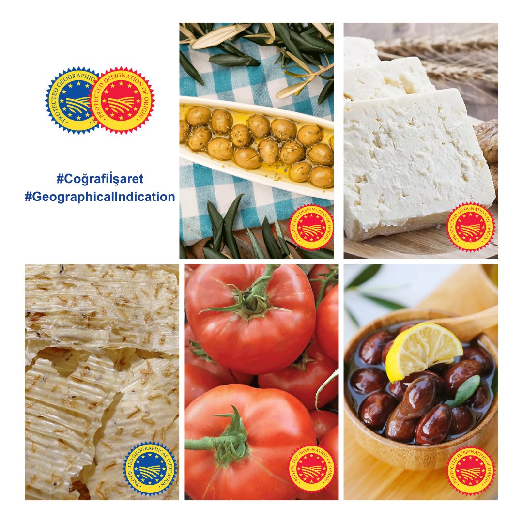 “Milas Yağlı Zeytini” olives, “Ayaş Domatesi” tomato, “Edremit Körfezi Yeşil Çizik Zeytini” olive, “Maraş Tarhanası” dried food and “Ezine Peyniri” cheese... These are just the product names registered with PDO and PGI by the EU only in autumn. #geographicalindication