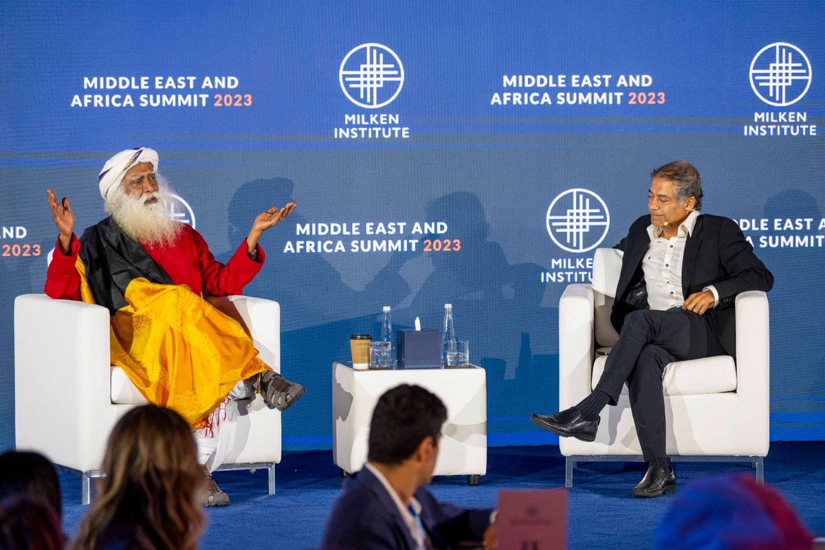 SadhguruJV's tweet photo. Wonderful to be part of the fifth annual Milken Institute Middle East and Africa Summit. Congratulations and best wishes for their ongoing effort. -Sg @MilkenInstitute @naval @LouTabb https://t.co/LpMuTqxprC