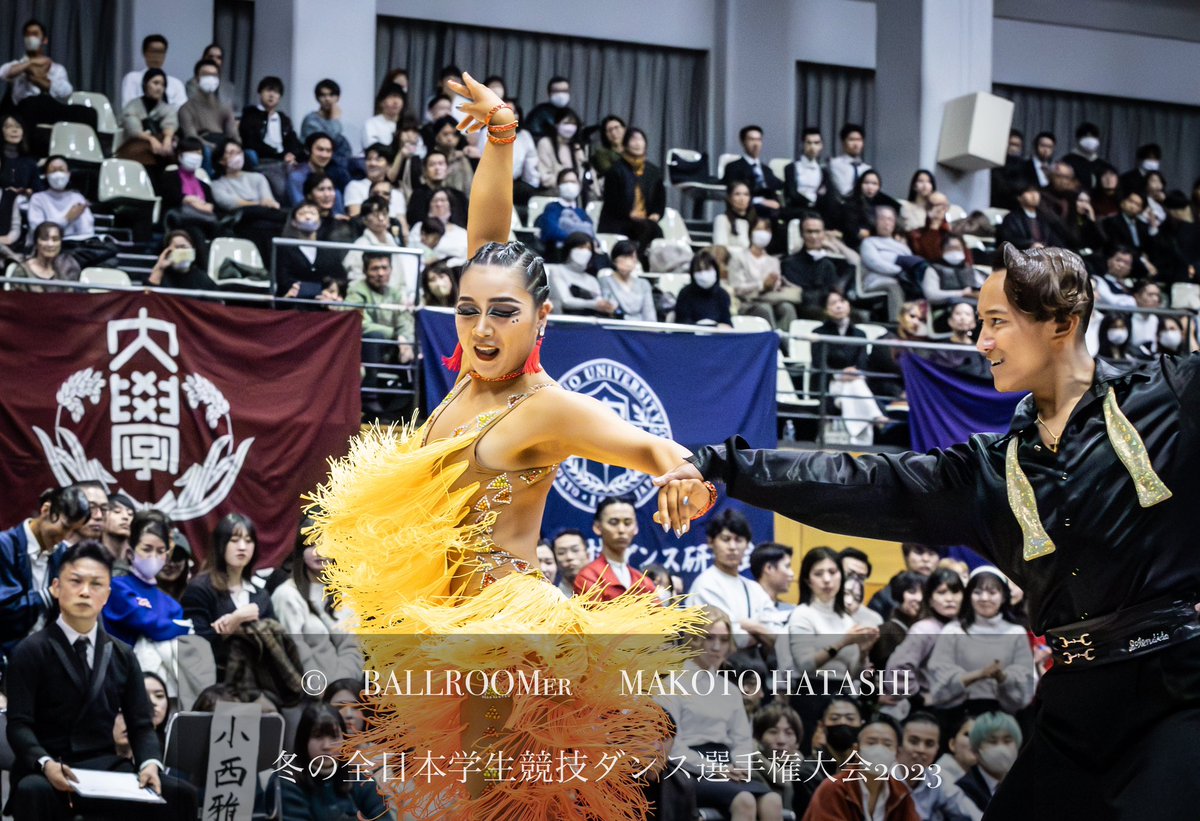 ballroomer_'s tweet photo. 第69回全日本学生競技ダンス選手権
#冬全2023
Sambaの部　第5位
電気通信大学
梶原・幕田組

リーダー君の髪型気合入っていて良い感じ！ドレスもめちゃくちゃ動きあって最高でした！冬全お疲れ様です。 https://t.co/JQhExn9T9J