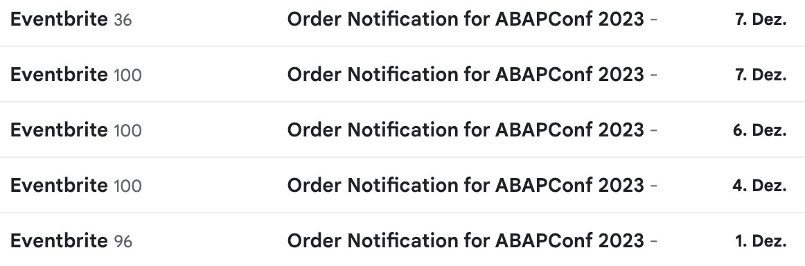 These are the registrations that came in for ABAPConf 2023 just in one week. And look how many people registered still while the event was already live.
