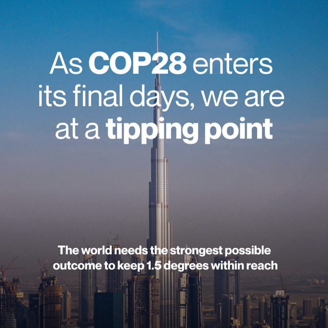 The UN Climate Change conference #COP28 is entering its final days. I'm proud @envirodefence’s @CanadaGray joined +900 leaders who stand in courage and resolve calling on the COP28 President & all Parties to deliver a real 1.5°C plan. People and planet deserve it. #LaterIsTooLate