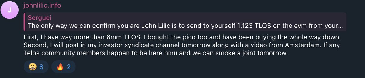 tokens_ser's tweet image. John AKA $TLOS Jesus, has arrived in community chat 🫡 ♥️Never seen a more clear bull signal than this!🐂📈 LETS GO! Calling $1 by end of year