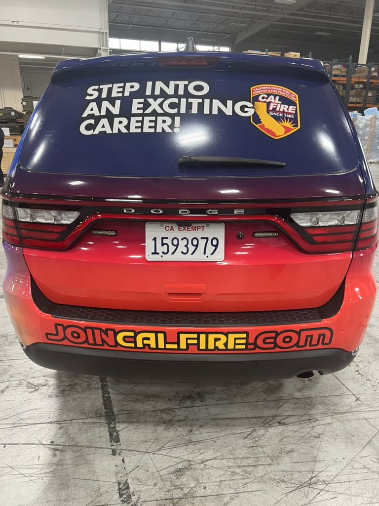 CALFIRE_CHIEF's tweet photo. Excited to share our latest initiative in #recruitment! These newly wrapped vehicles will draw attention to the incredible career opportunities in #CALFIRE. Visit https://t.co/f3oeBQRi8T for job information! https://t.co/0XNgxXUVnP