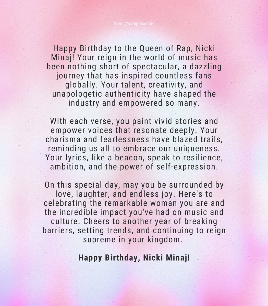 happy birthday to the LEGEND! <a href="/NICKIMINAJ/">Nicki Minaj</a> 🎀🩷👑
