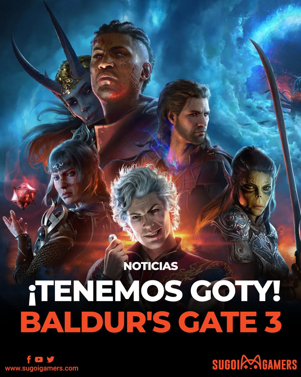 Tras un show lleno de anuncios y novedades, los #TheGameAwards  anunciaron al #GOTY2023 
Baldur's Gate 3, el popular y exitoso RPG de Larian Studios.