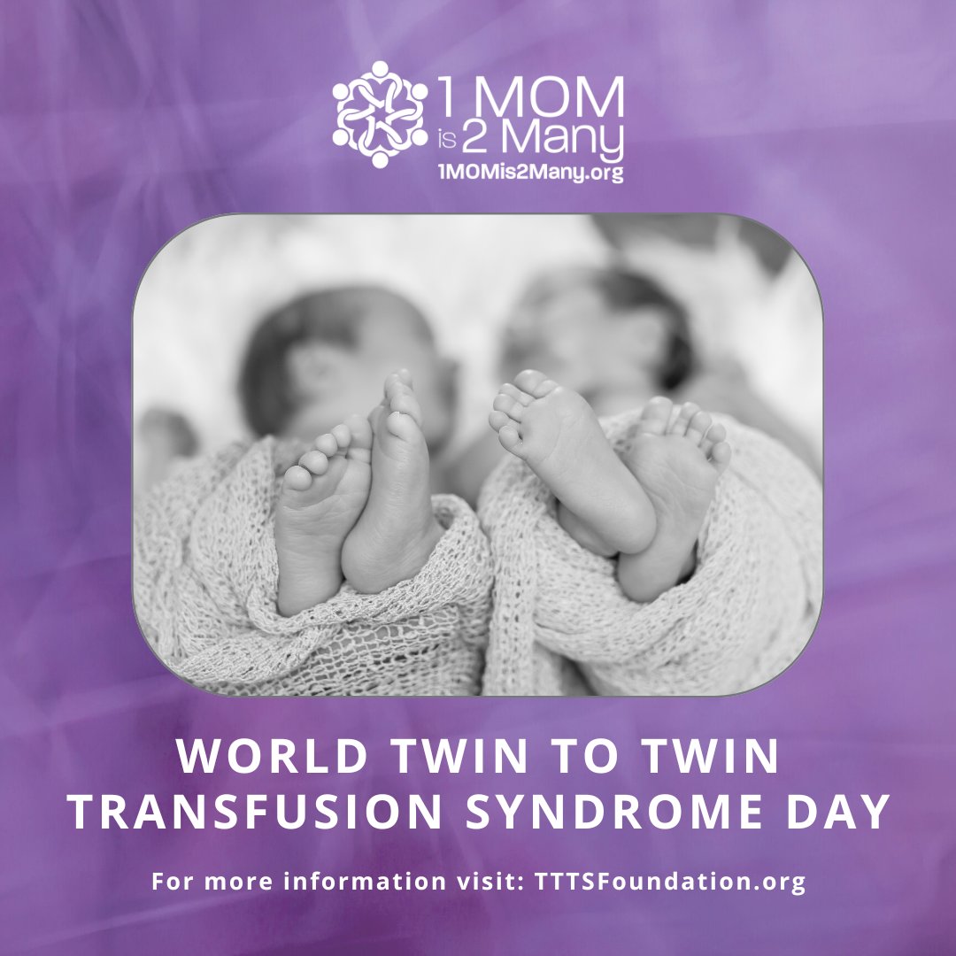 1MOMis2Many's tweet photo. It's World Twin to Twin Transfusion Syndrome Day (TTTS).

5-15% of HG pregnancies are twins vs 5-10% of all pregnancies. Learn more about TTTS from @TTTSFoundation.

#1MOMis2Many #tttsday #twins https://t.co/GcYM91qfzB