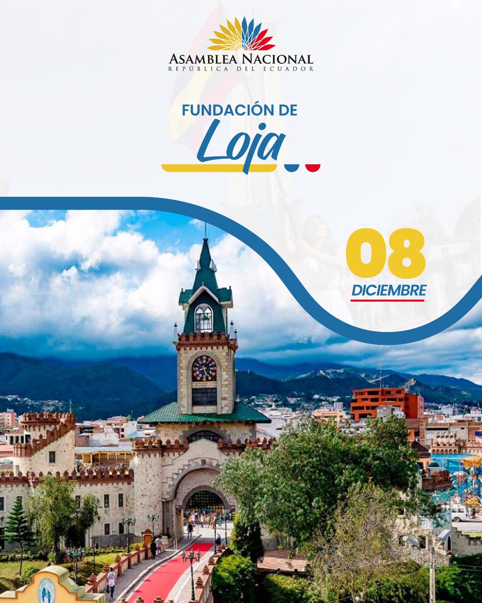La #AsambleaEc2023, al conmemorarse 475 años de la #FundaciónDeLoja extiende un afectuoso saludo a la población de esta ciudad cultural, cuna de arte y poesía.

#FundaciónDeLoja #CentinelaDelSur