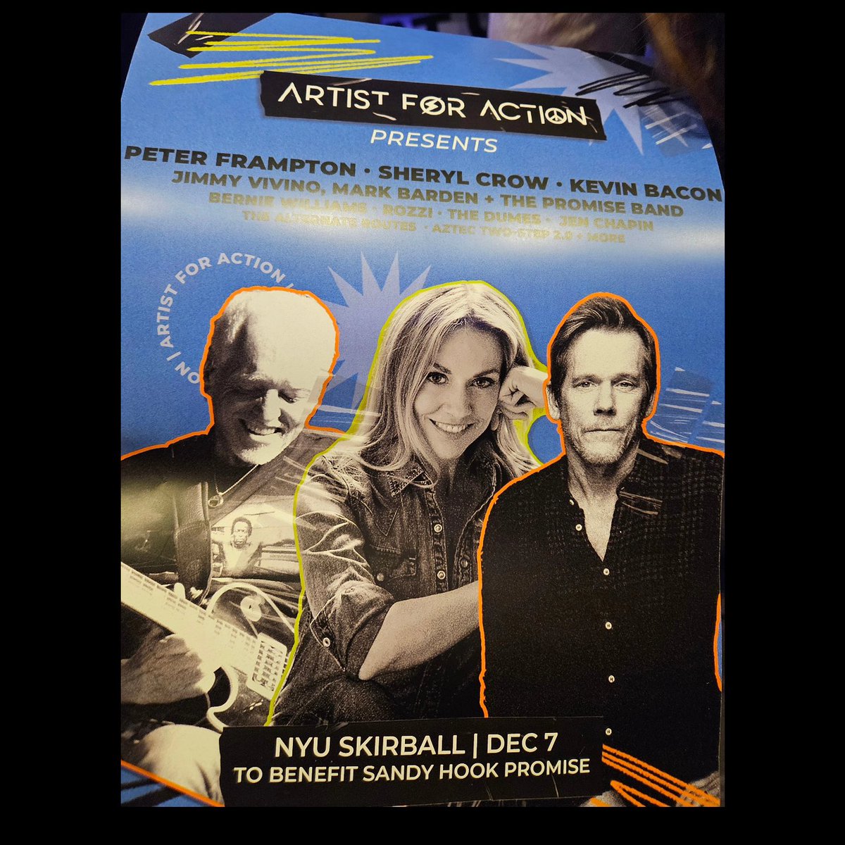 Wonderful event tonight by @ArtistforAction and @sandyhook 
Performances by #PeterFrampton, #KevinBacon and @SherylCrow with previews of the heartwarming #afatherspromisemovie