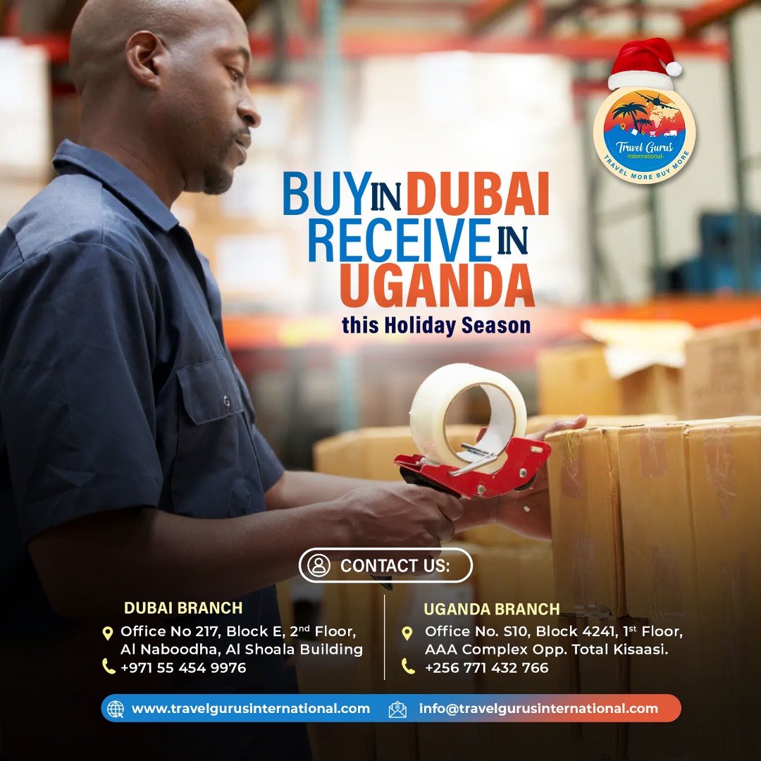 Ship your items this holiday season with Travel Gurus International.
WhatsApp / Call: +971 55 454 9976 or +971 56 426 2888 (Dubai) or +256 771432766. #Dubaishopping #shipping #Uganda